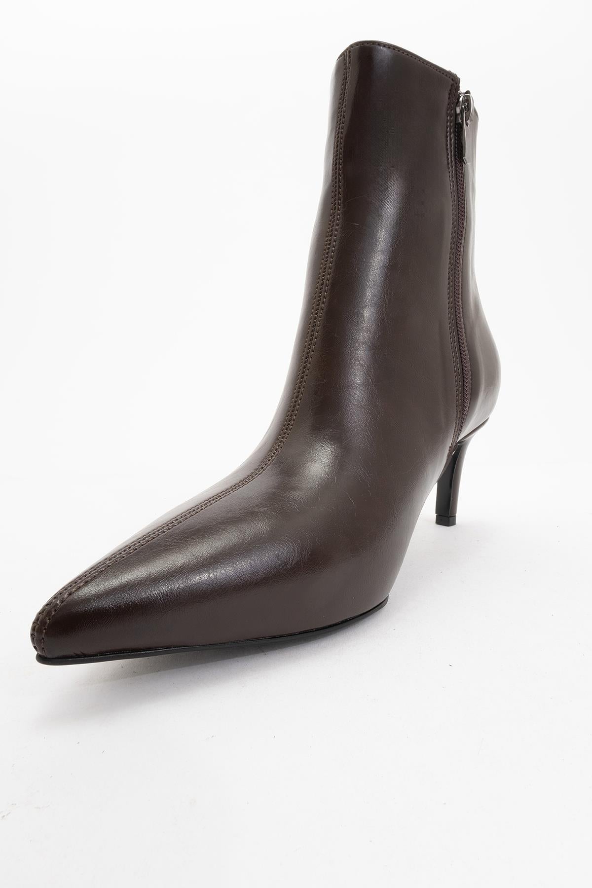 Noya - Brown Pointed Toe Stiletto Heel Boot (Women)