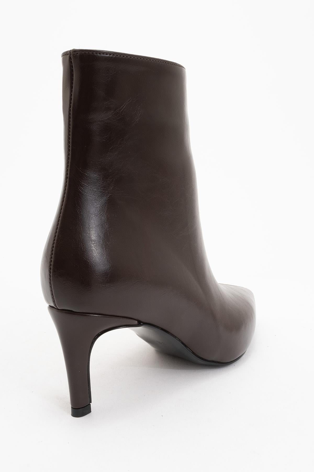 Noya - Brown Pointed Toe Stiletto Heel Boot (Women)