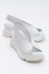 Sam - White Genuine Leather Platform Wedge Sandal (Women)