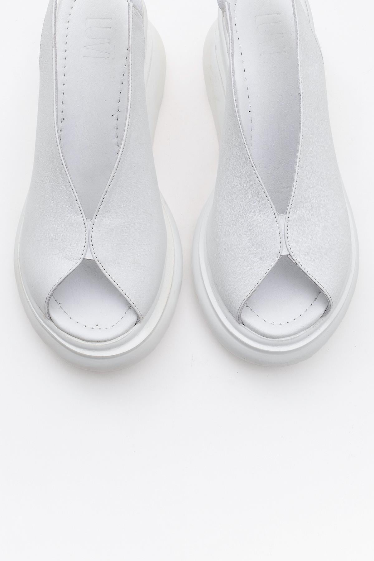 Sam - White Genuine Leather Platform Wedge Sandal (Women)