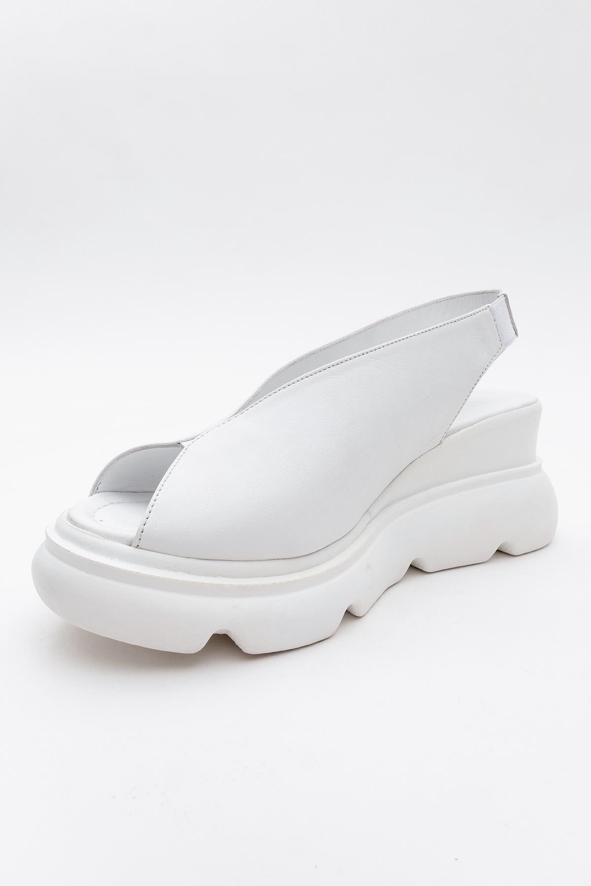 Sam - White Genuine Leather Platform Wedge Sandal (Women)