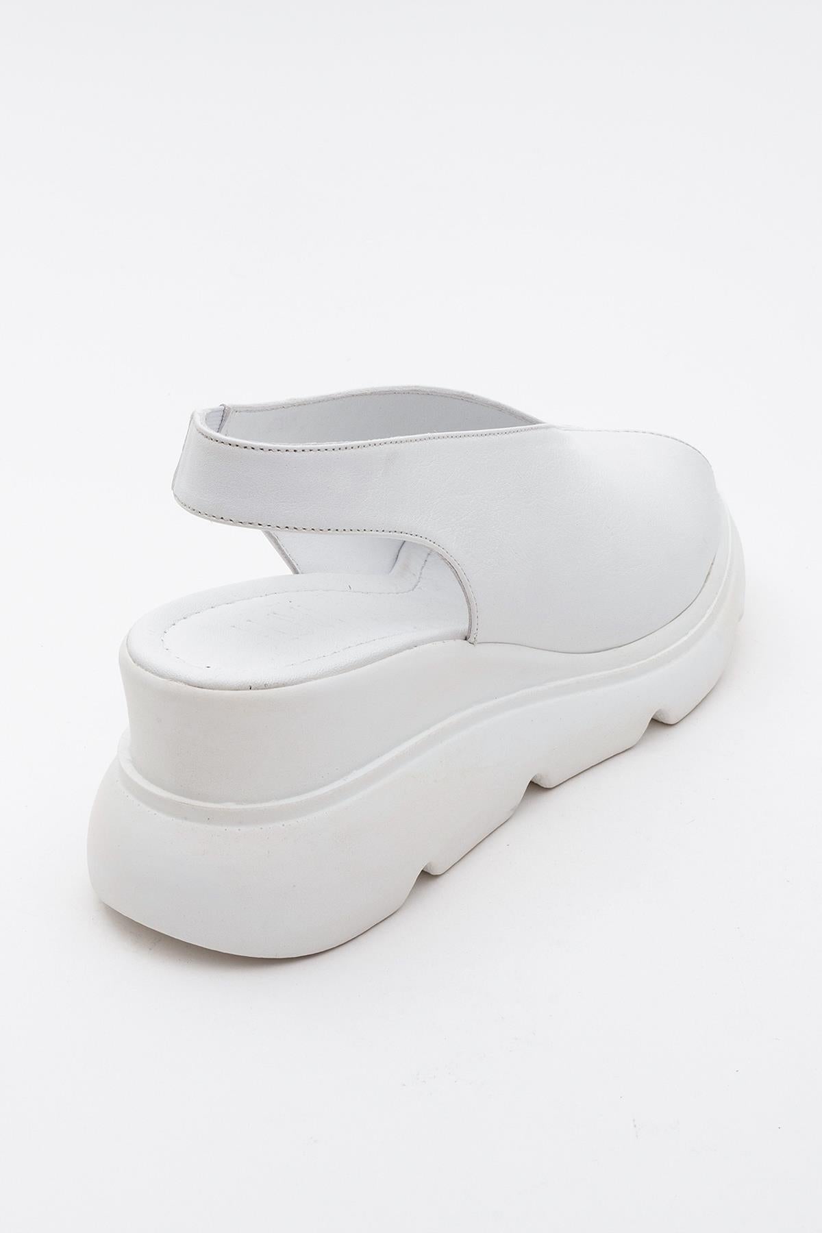 Sam - White Genuine Leather Platform Wedge Sandal (Women)