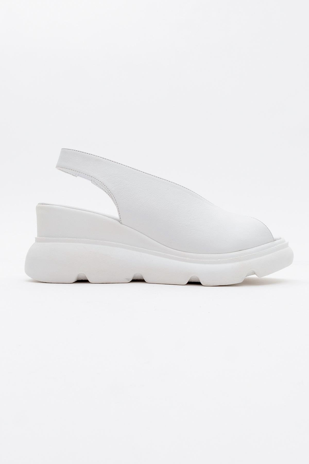 Sam - White Genuine Leather Platform Wedge Sandal (Women)