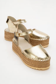 Viba - Gold Leather Espadrilles (Women)