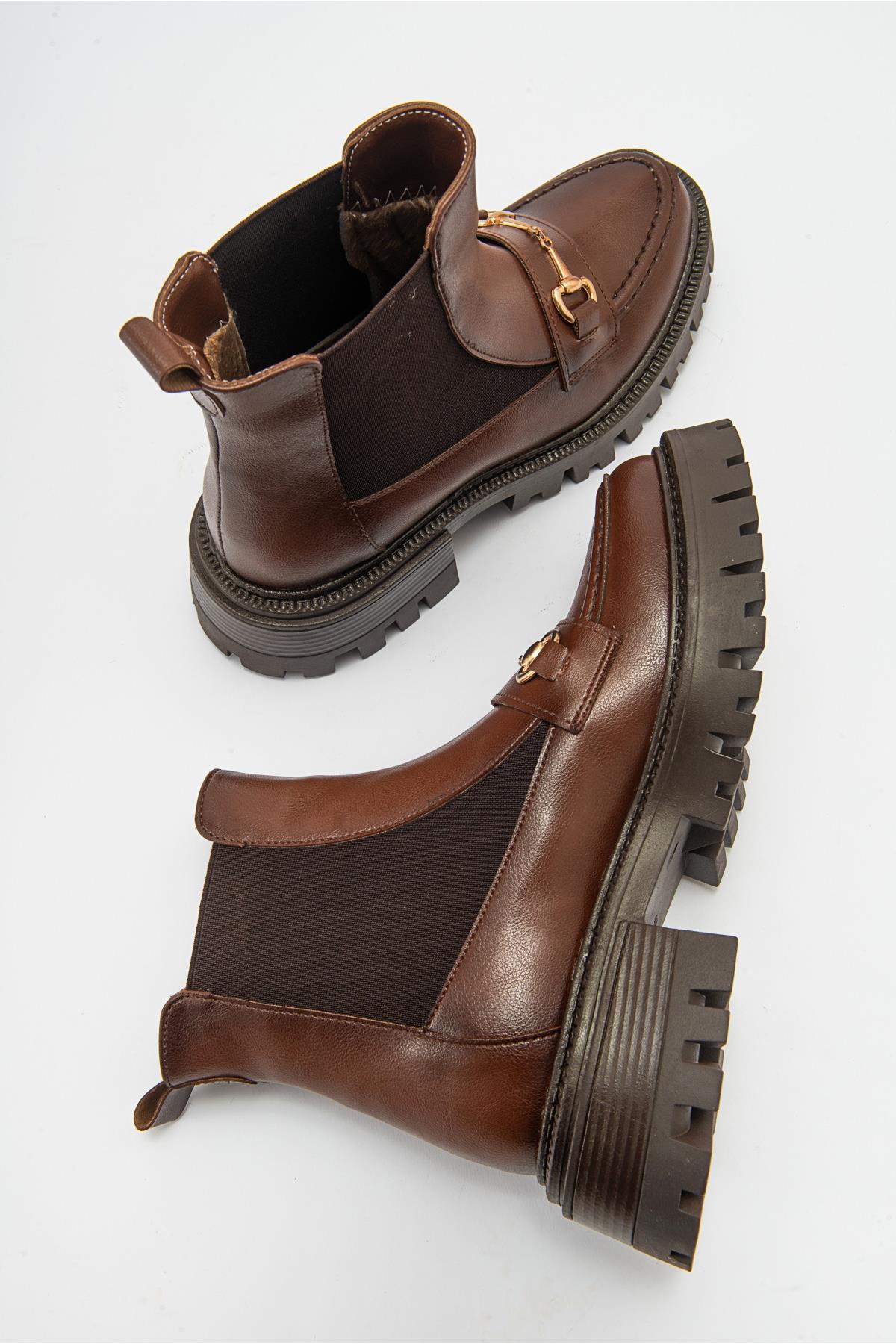 Vesper Cognac Brown Buckled Chelsea Boot (Women)