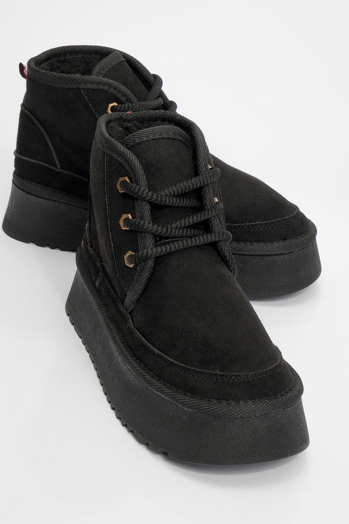 Ovela - Black Chunky Sole Lace-Up Sport Boot (Women)