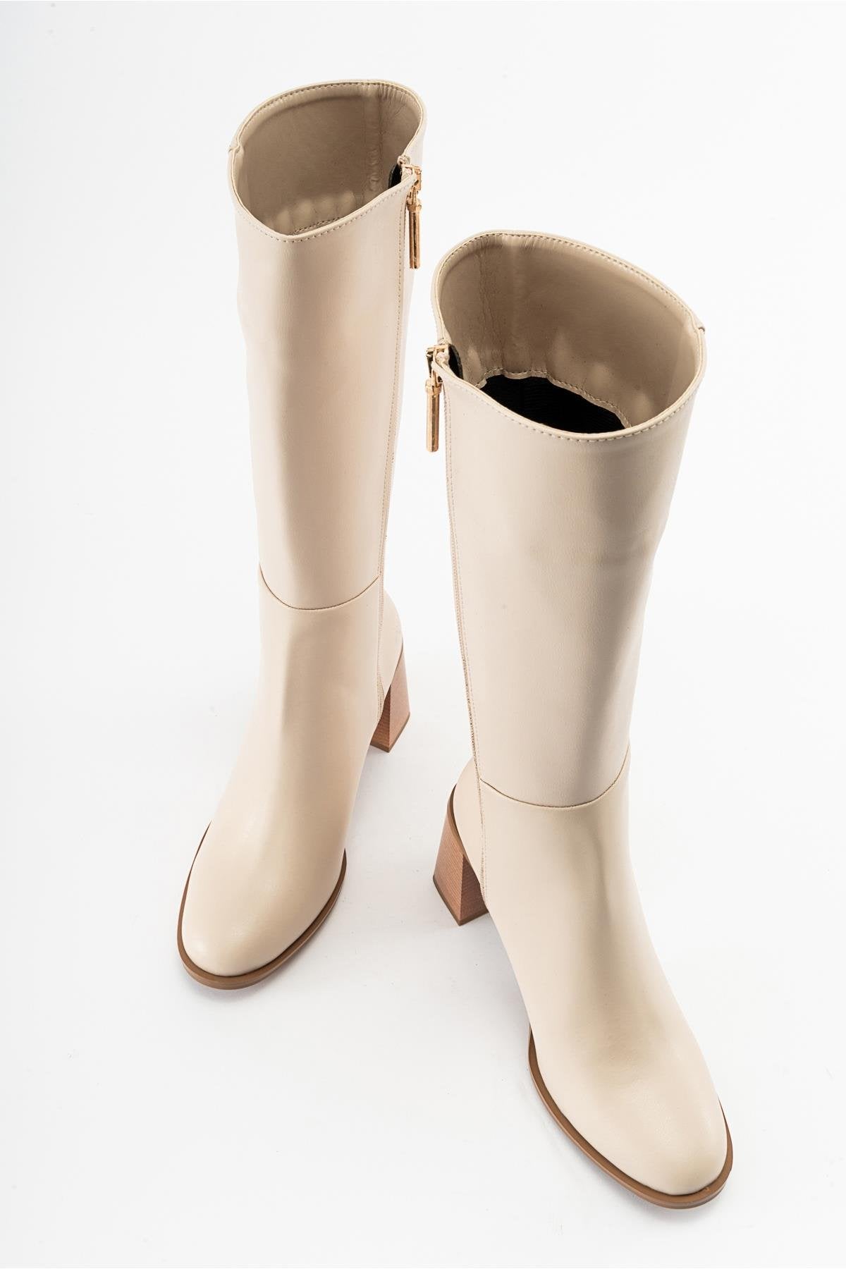 Maranta - Beige Heeled Knee-High Boot (Women)