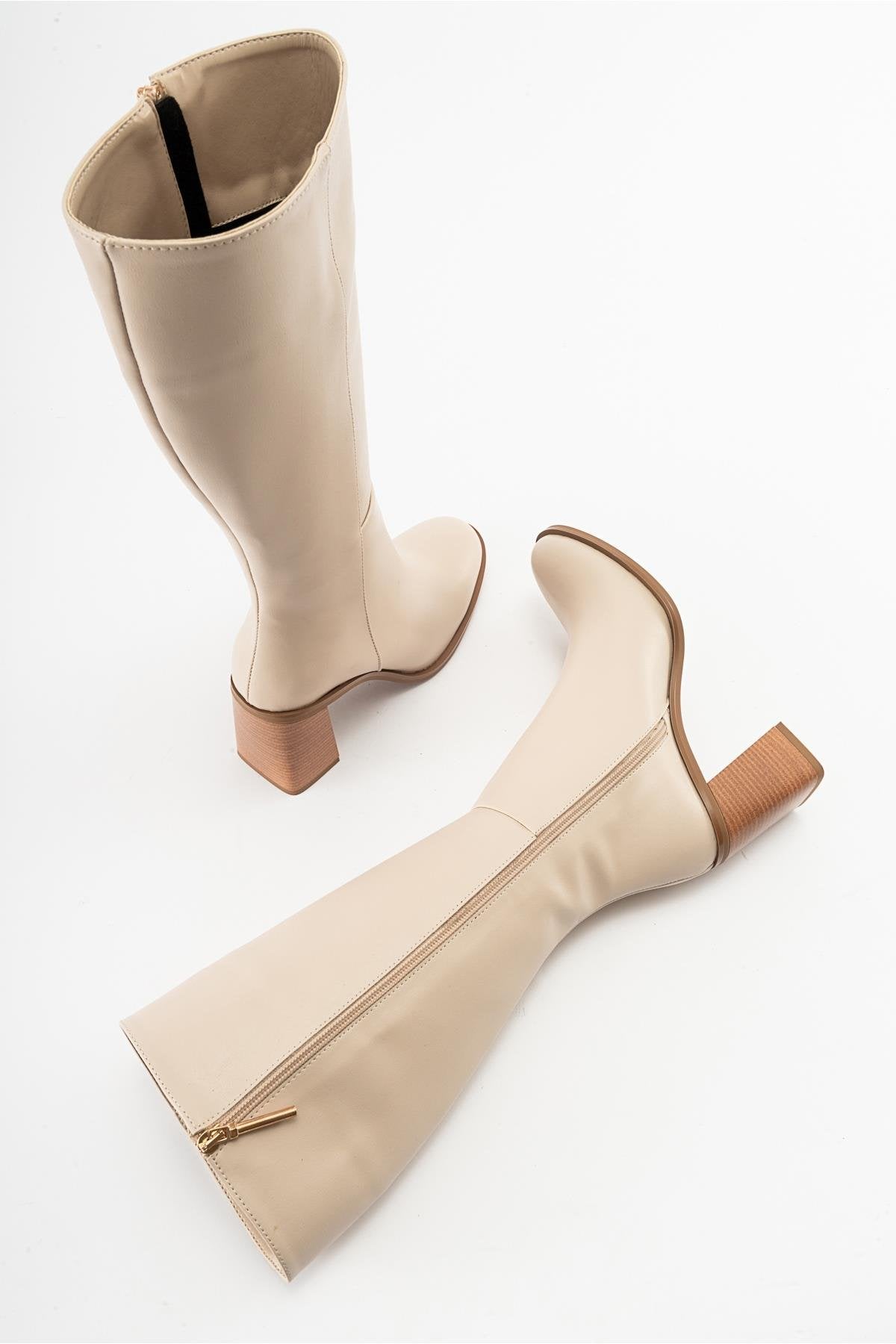 Maranta - Beige Heeled Knee-High Boot (Women)
