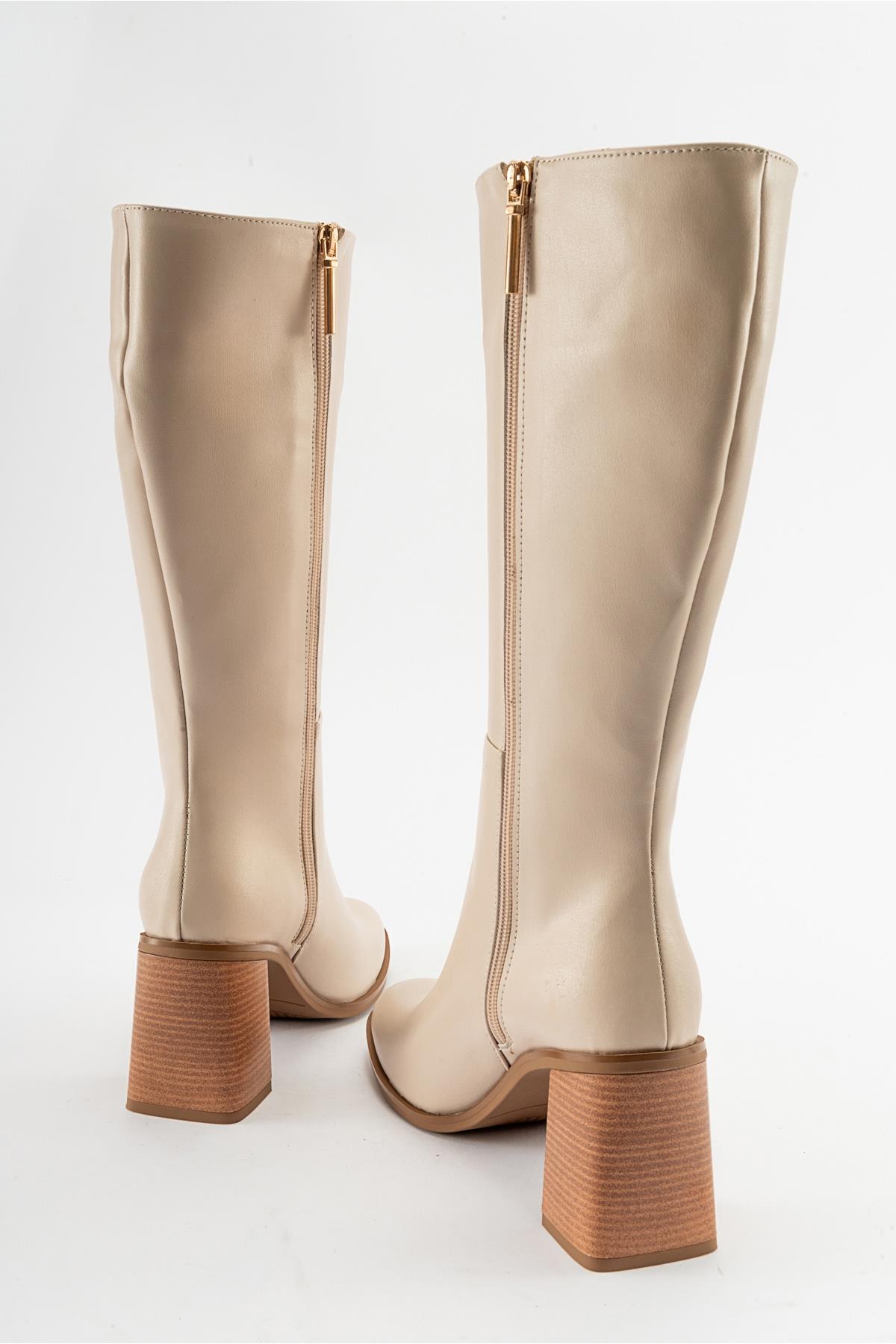 Maranta - Beige Heeled Knee-High Boot (Women)