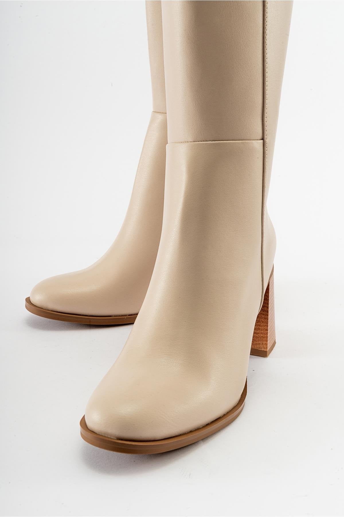 Maranta - Beige Heeled Knee-High Boot (Women)