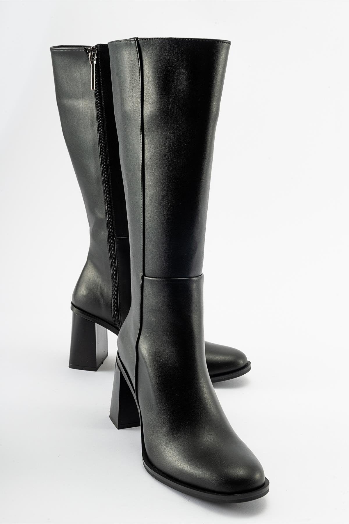 Maranta - Black Heeled Knee-High Boot (Women)