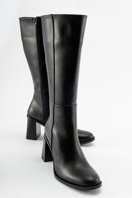 Maranta - Black Heeled Knee-High Boot (Women)