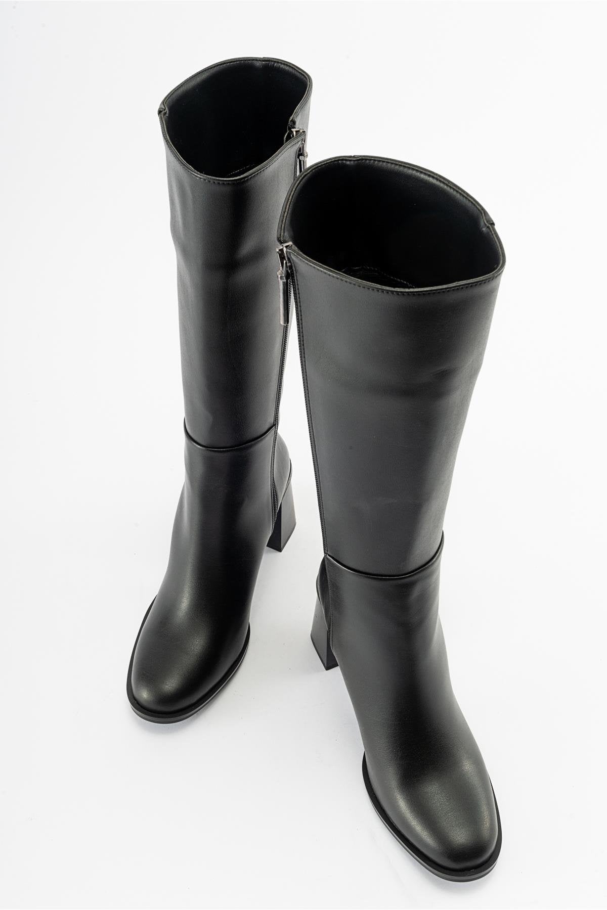 Maranta - Black Heeled Knee-High Boot (Women)