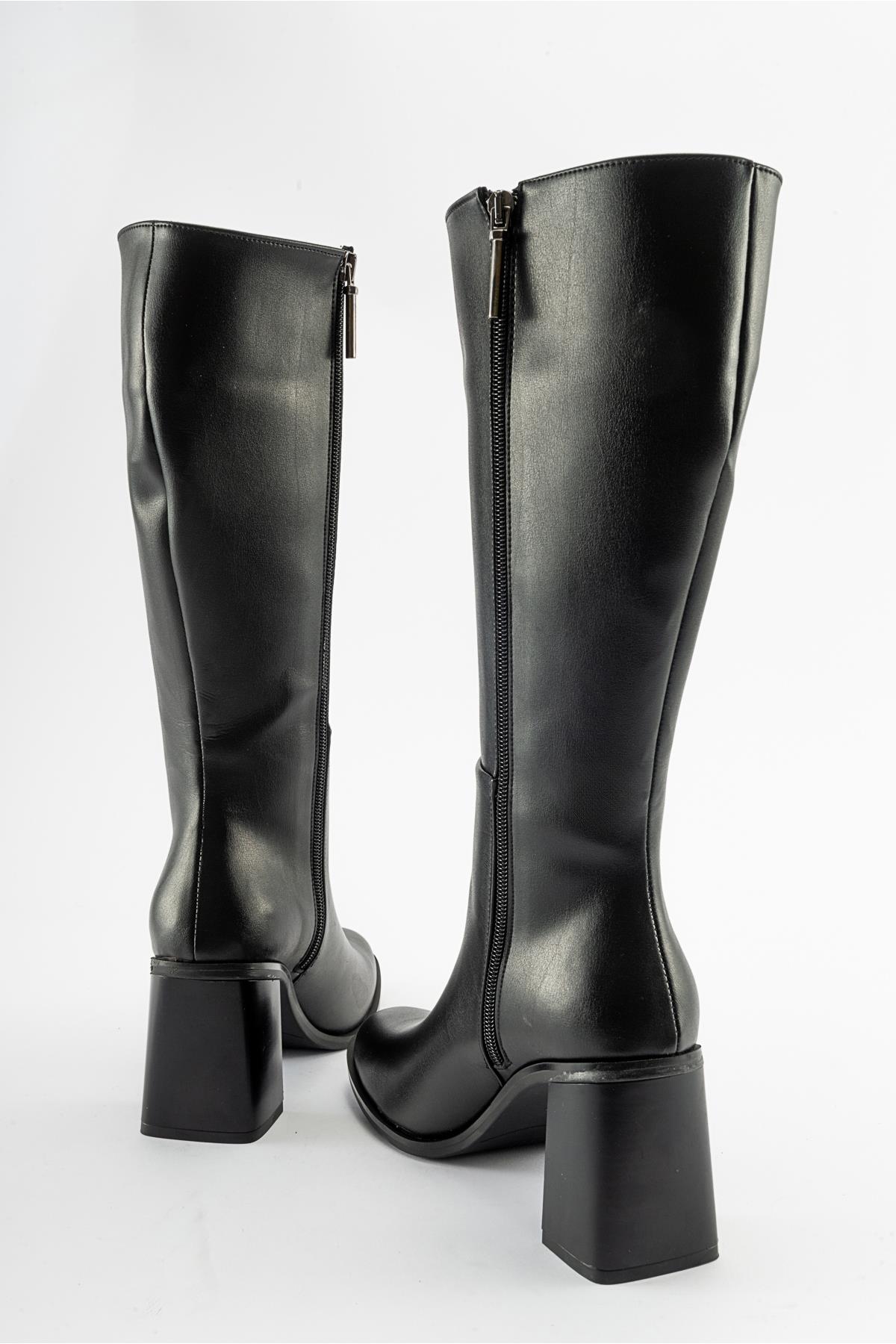 Maranta - Black Heeled Knee-High Boot (Women)