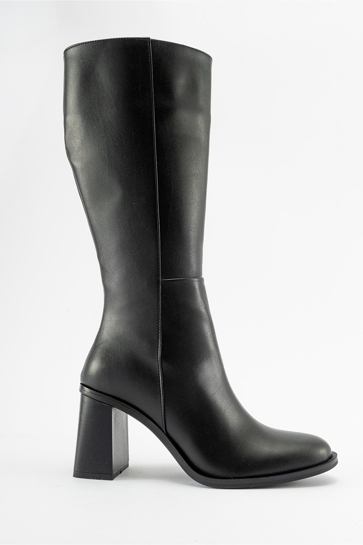 Maranta - Black Heeled Knee-High Boot (Women)