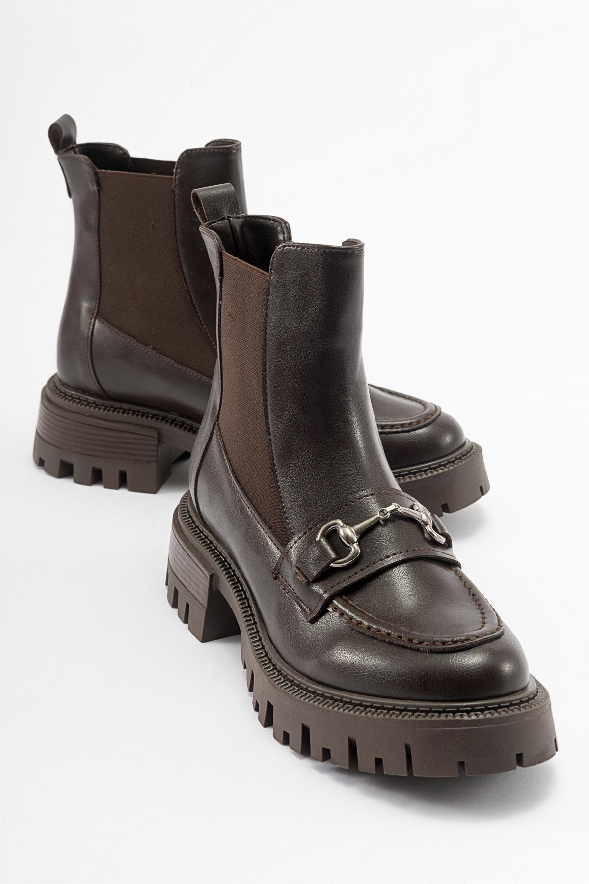 Vesper Brown Buckled Chelsea Boot (Women)