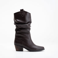 Bonnie - Dark Brown Slouch Western Boots