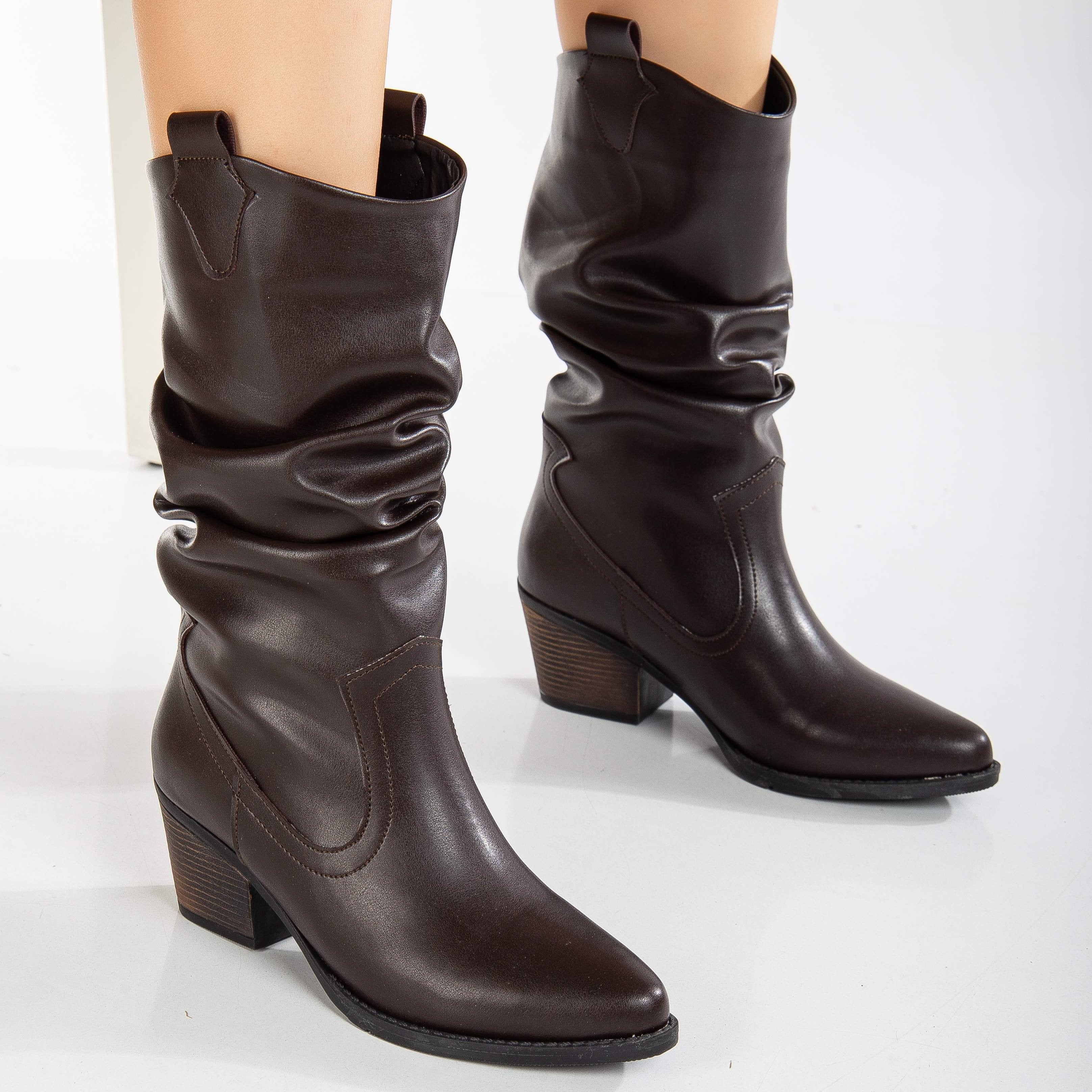 Bonnie - Dark Brown Slouch Western Boots
