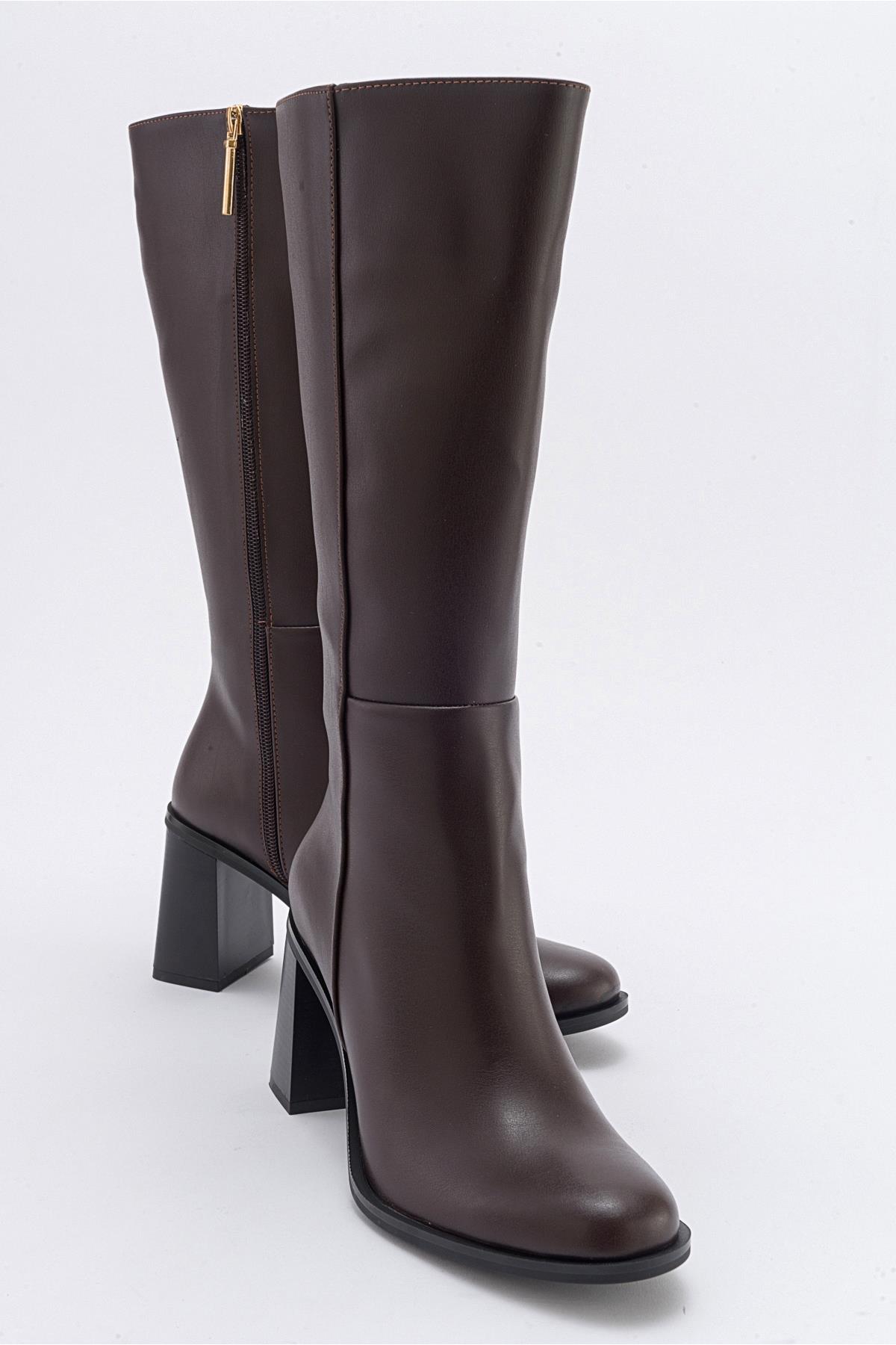 Maranta - Brown Heeled Knee-High Boot (Women)