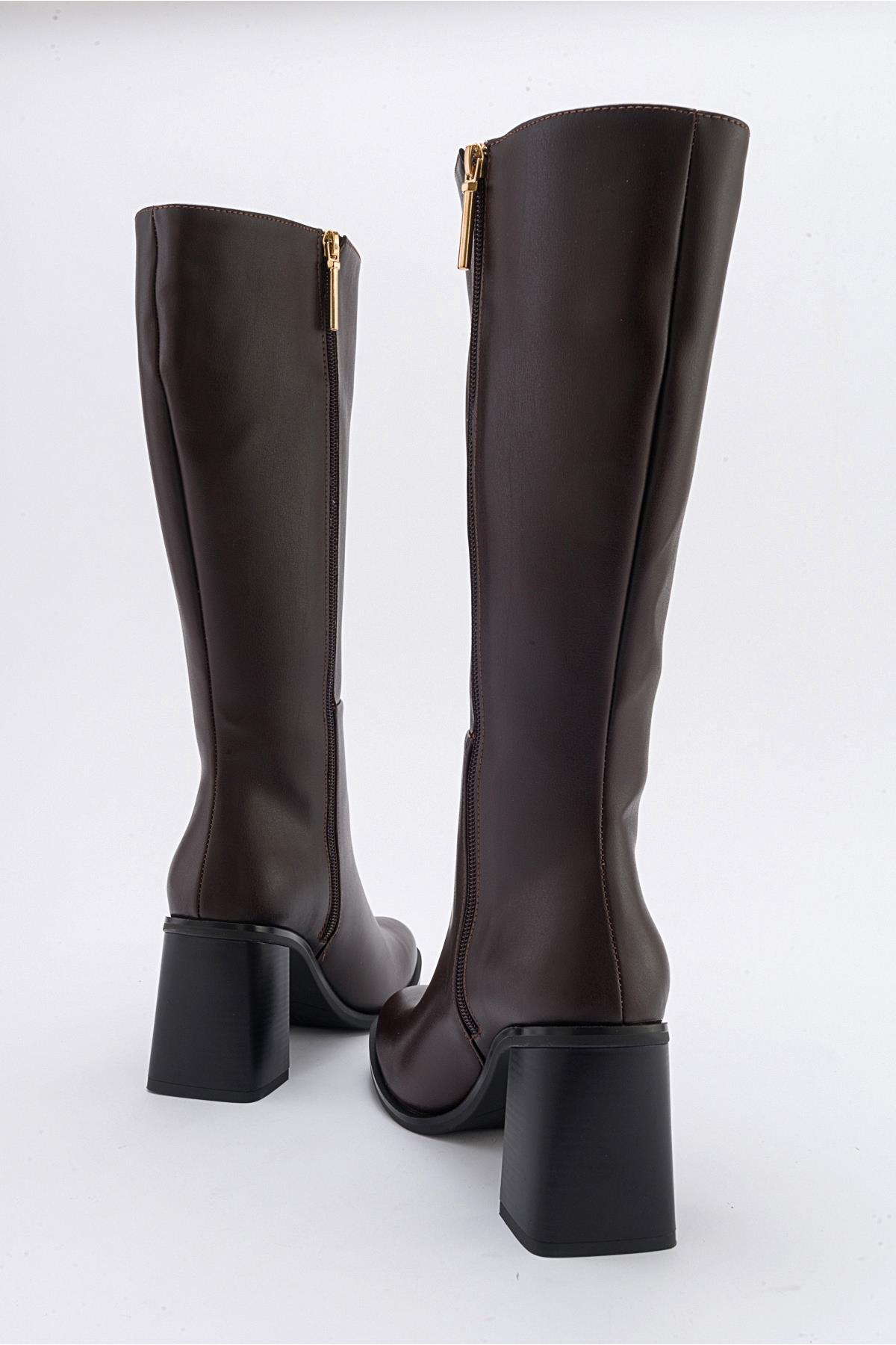 Maranta - Brown Heeled Knee-High Boot (Women)