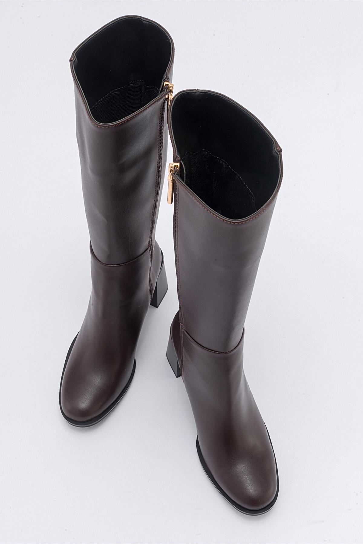 Maranta - Brown Heeled Knee-High Boot (Women)