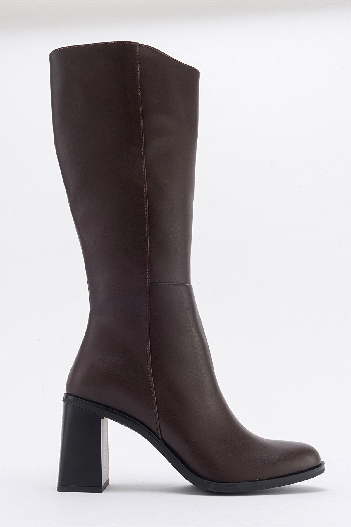 Maranta - Brown Heeled Knee-High Boot (Women)