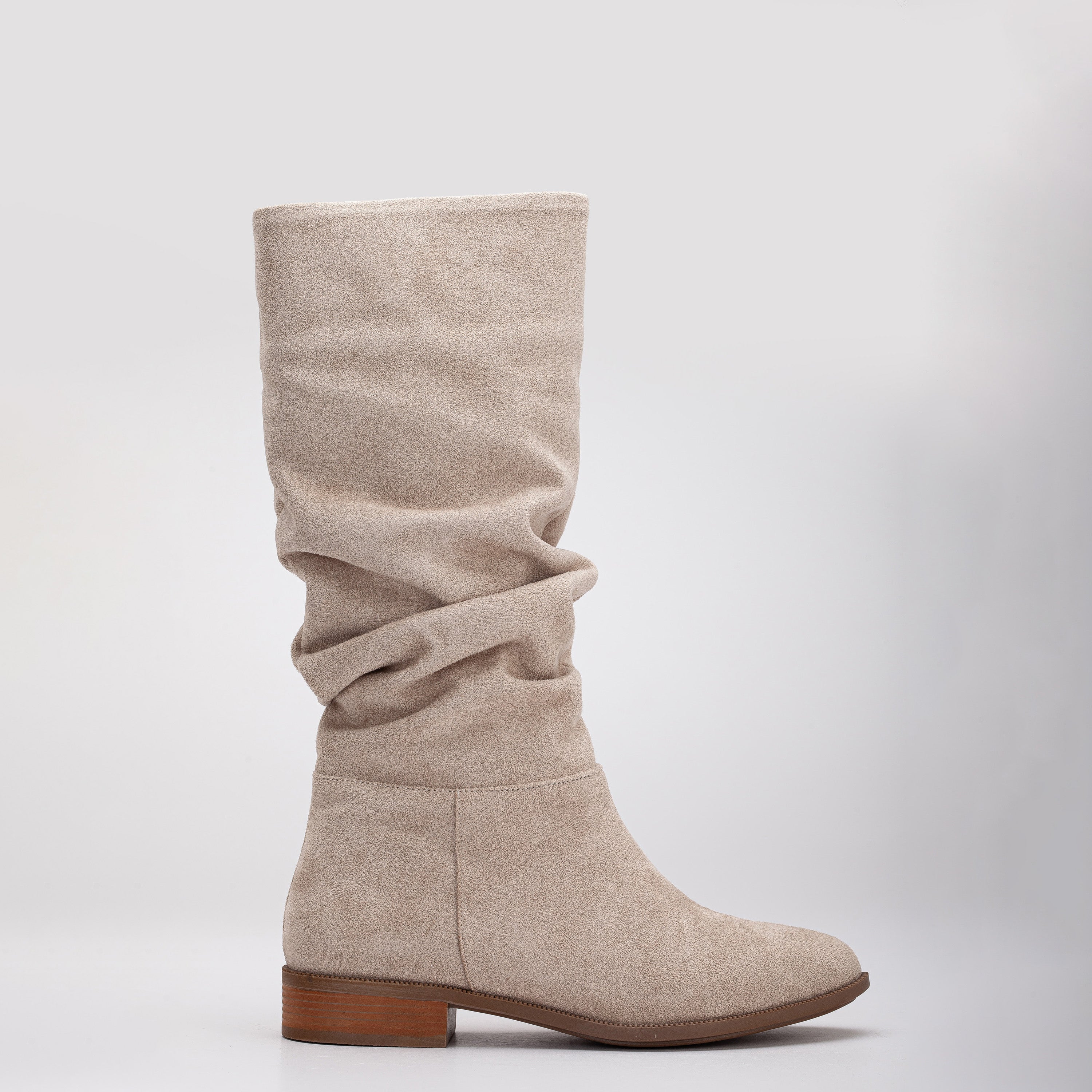 Maribel - Beige Suede Slouchy Boots