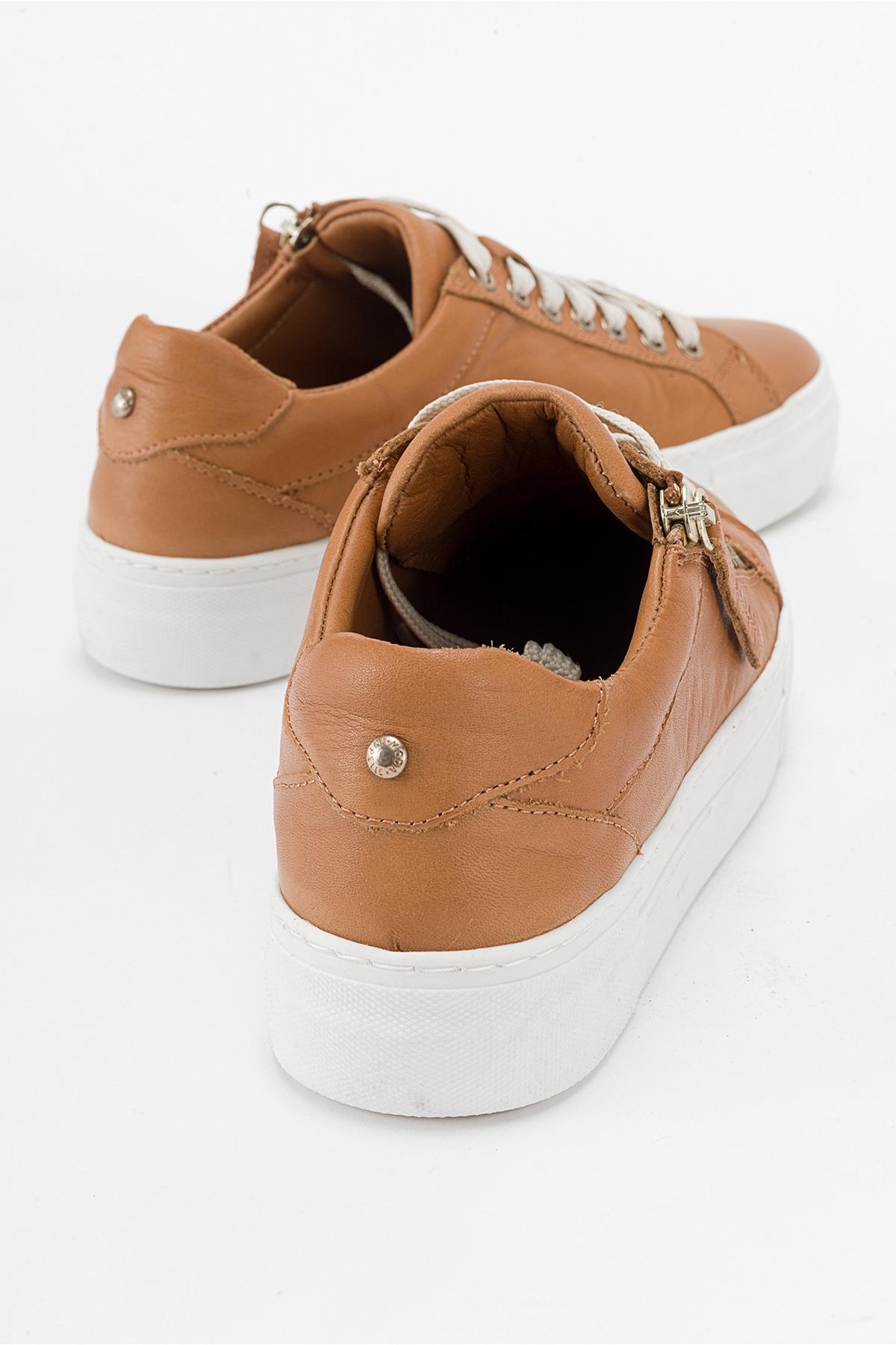 Beryl - Cognac Brown Leather Zip Sneaker (Women)