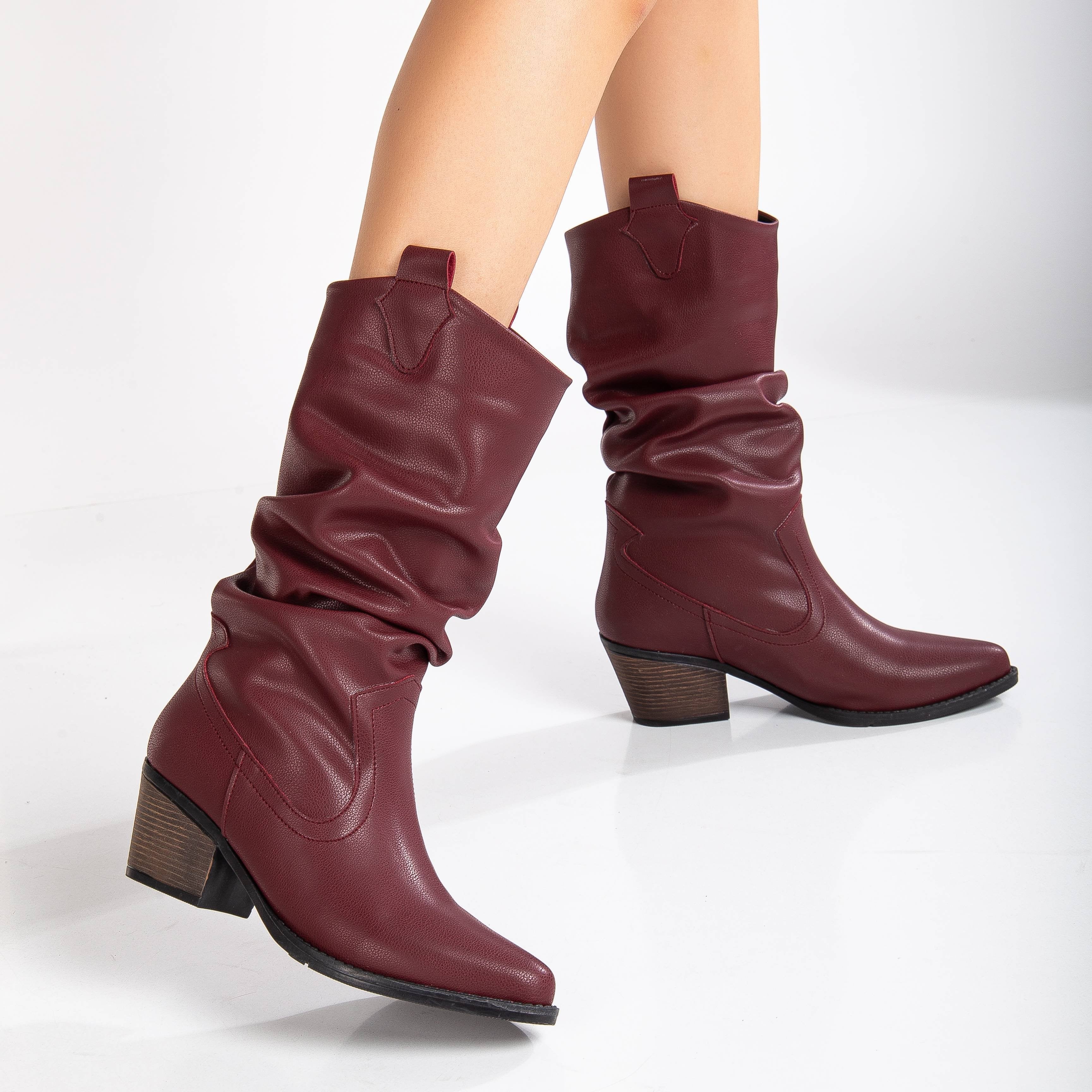 Bonnie - Burgundy Slouch Western Boots