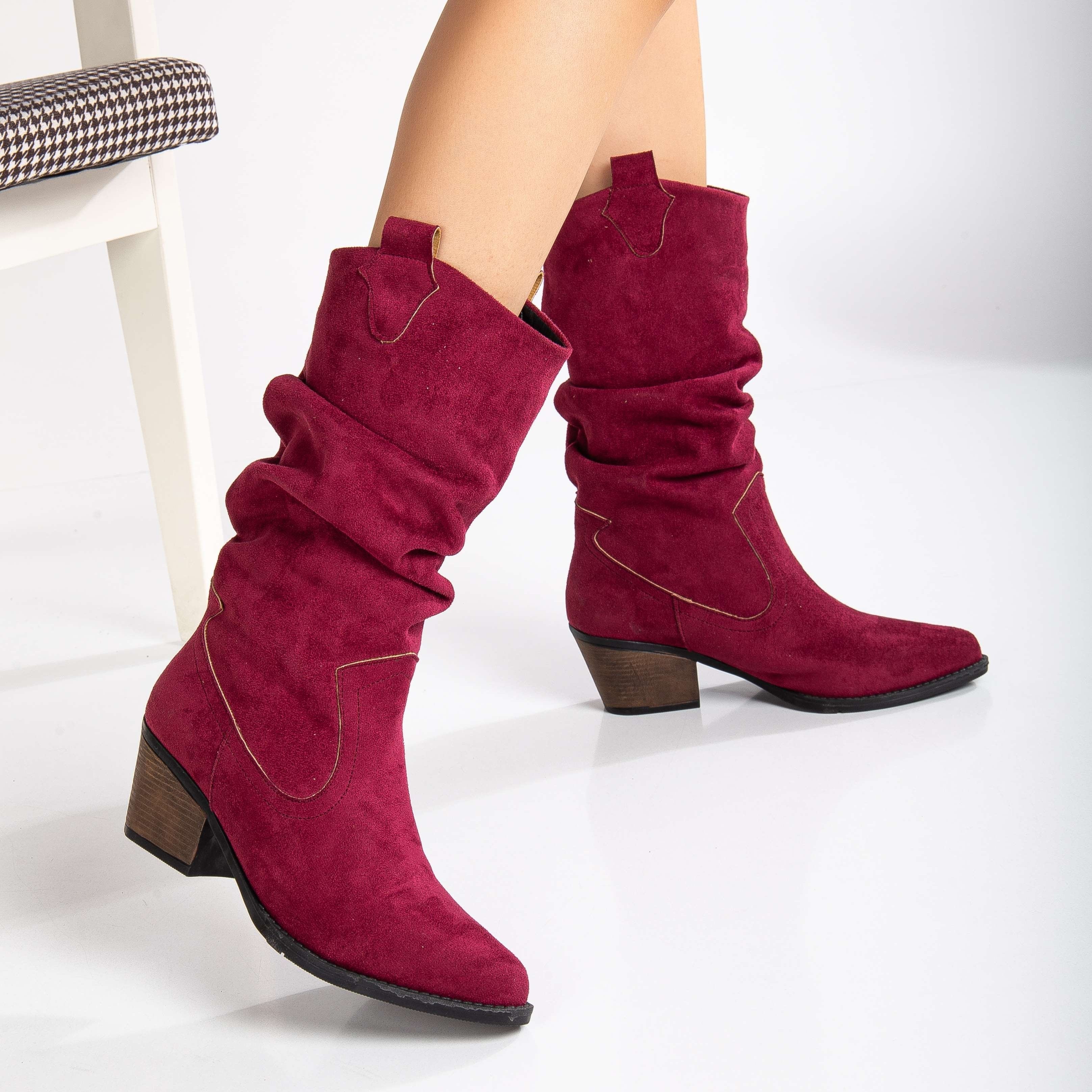 Bonnie - Burgundy Suede Western Boots
