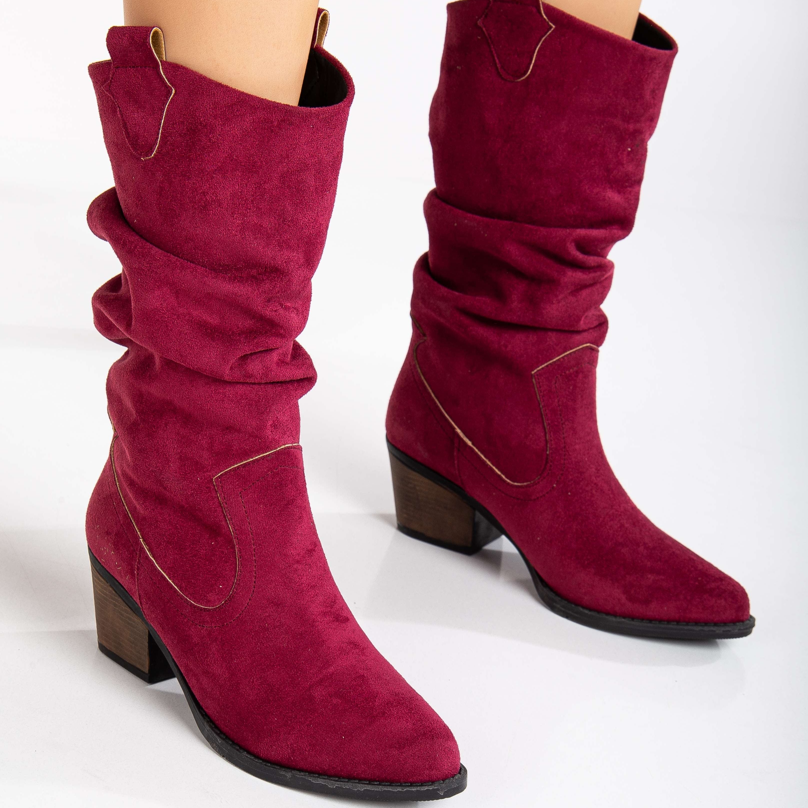 Bonnie - Burgundy Suede Western Boots
