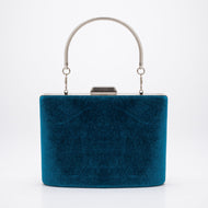 Alba - Teal Blue Velvet Clutch