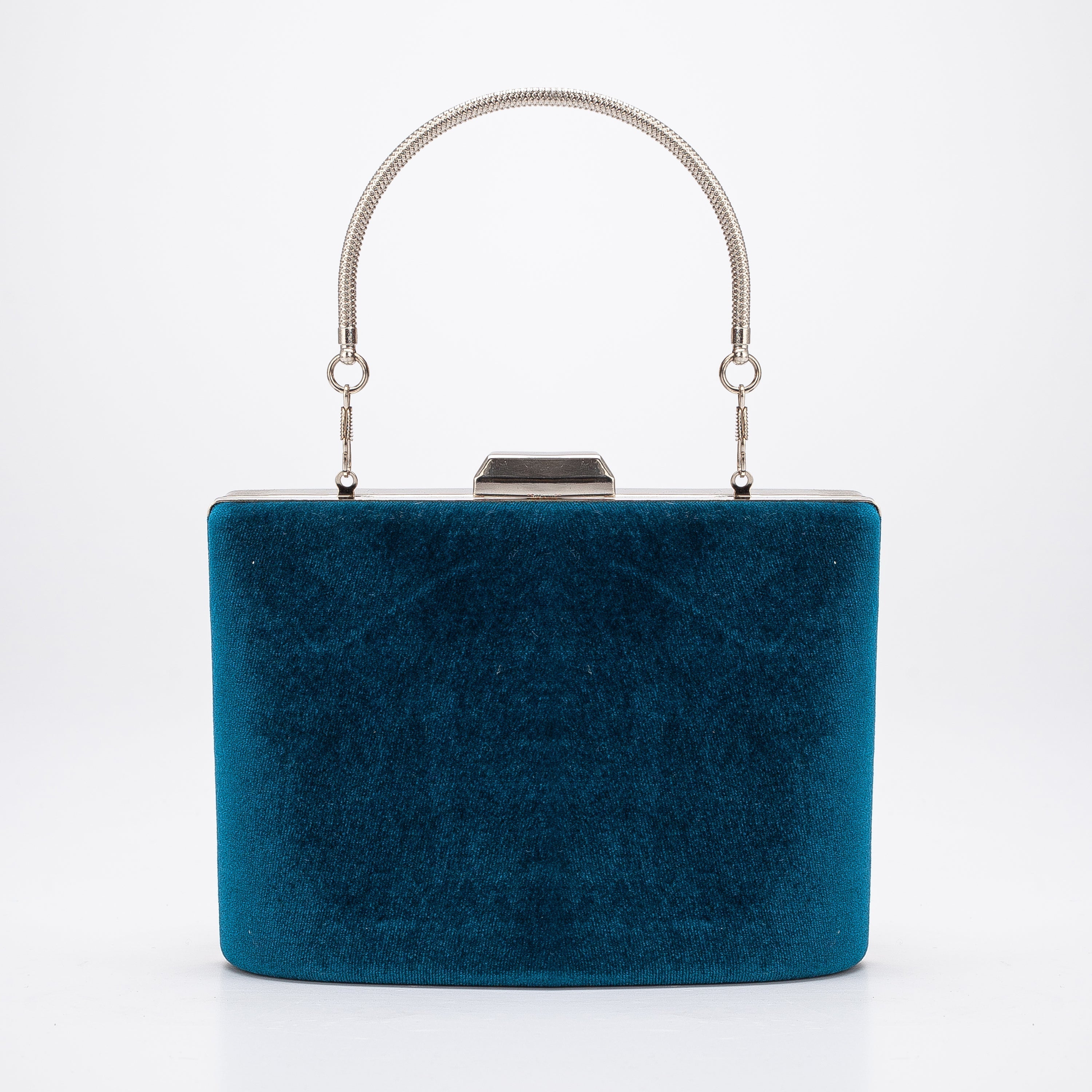Alba - Teal Blue Velvet Clutch