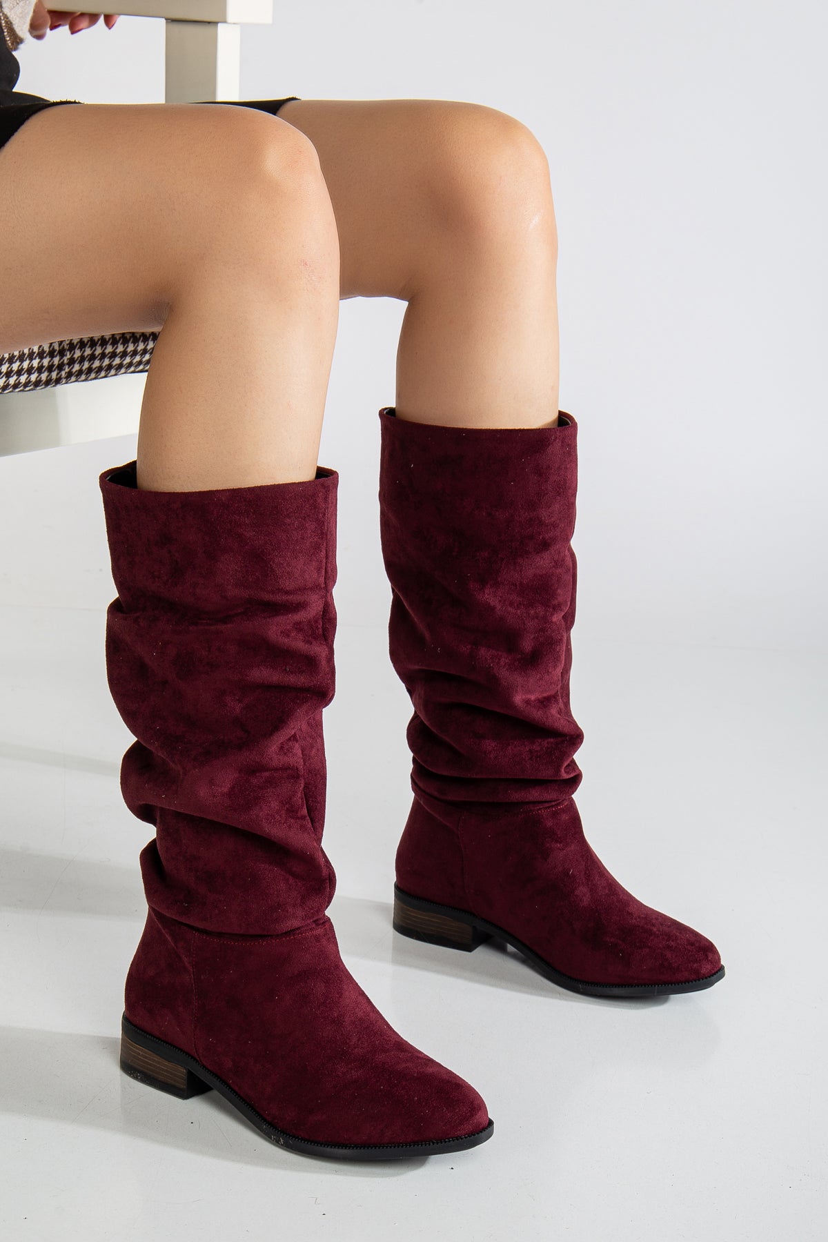 Maribel - Brick Red Suede Slouchy Boots