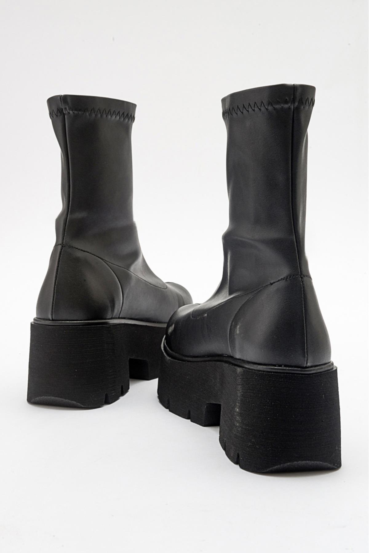 Ovil - Black Stretch Thick Sole Zip Boot (Women)
