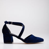 Dolly - Dark Blue Suede Block Heels