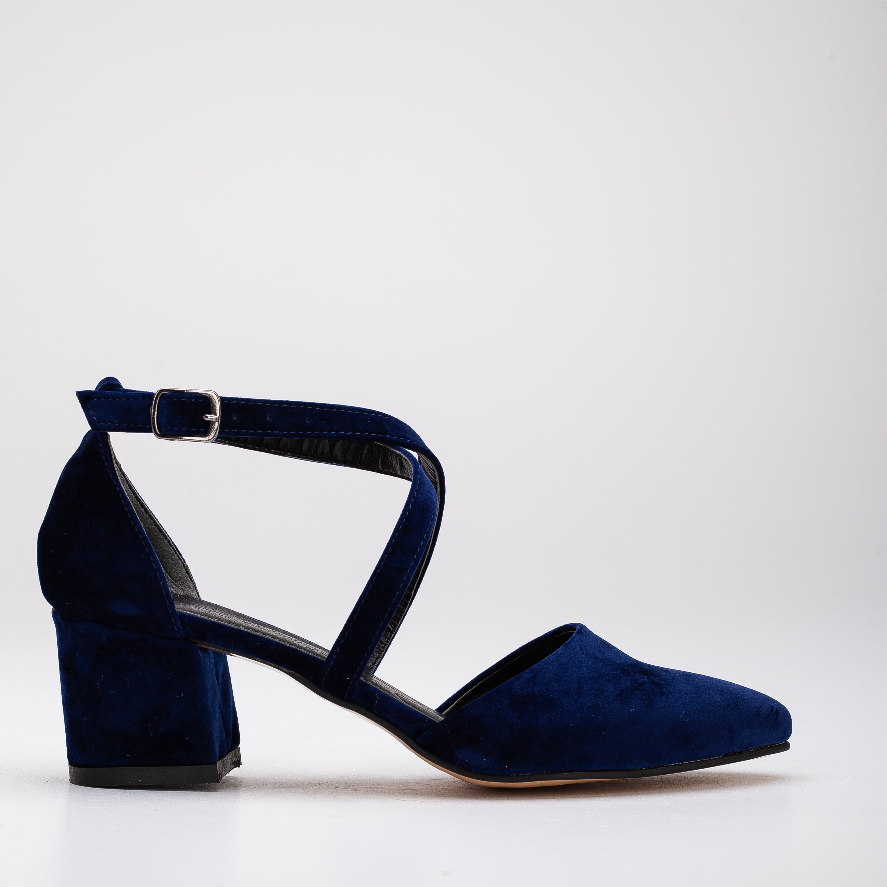 Dolly - Dark Blue Suede Block Heels