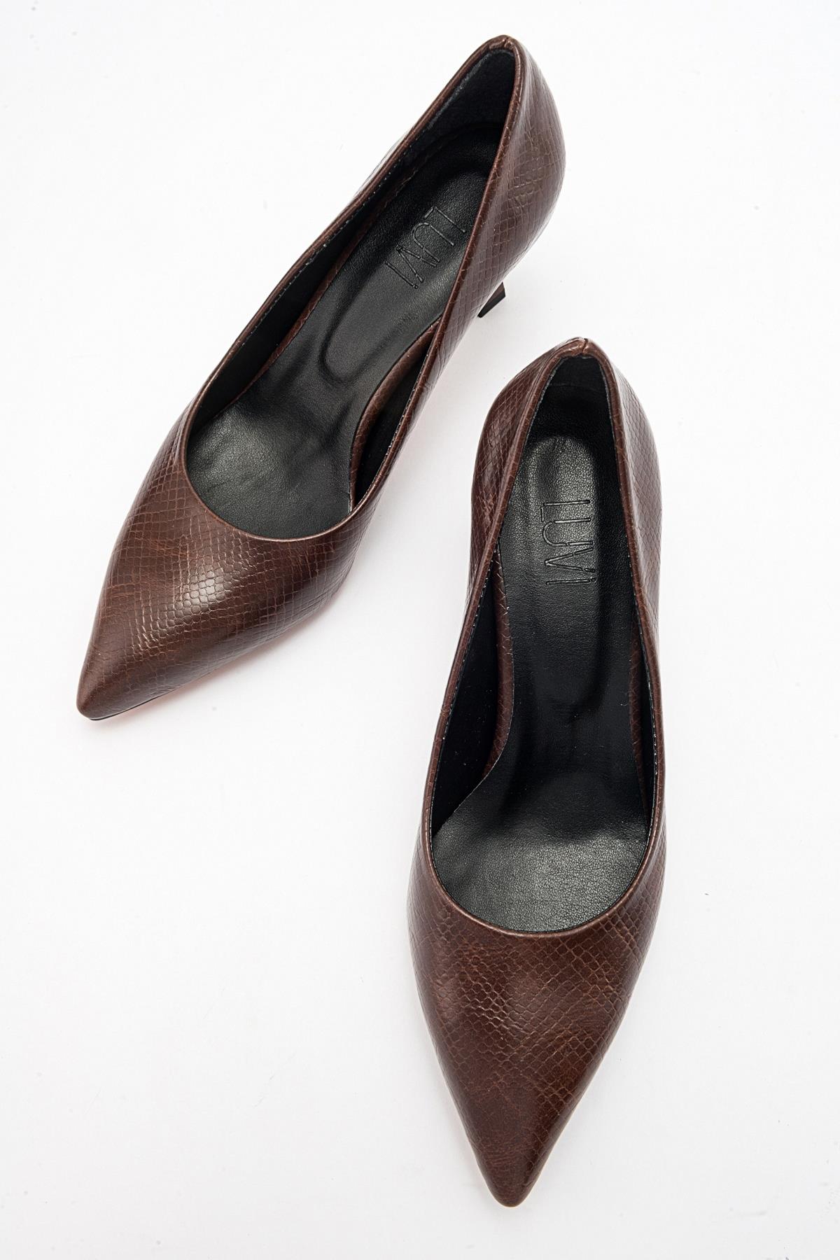 Pedra - Brown Printed Heeled Shoe (Women)