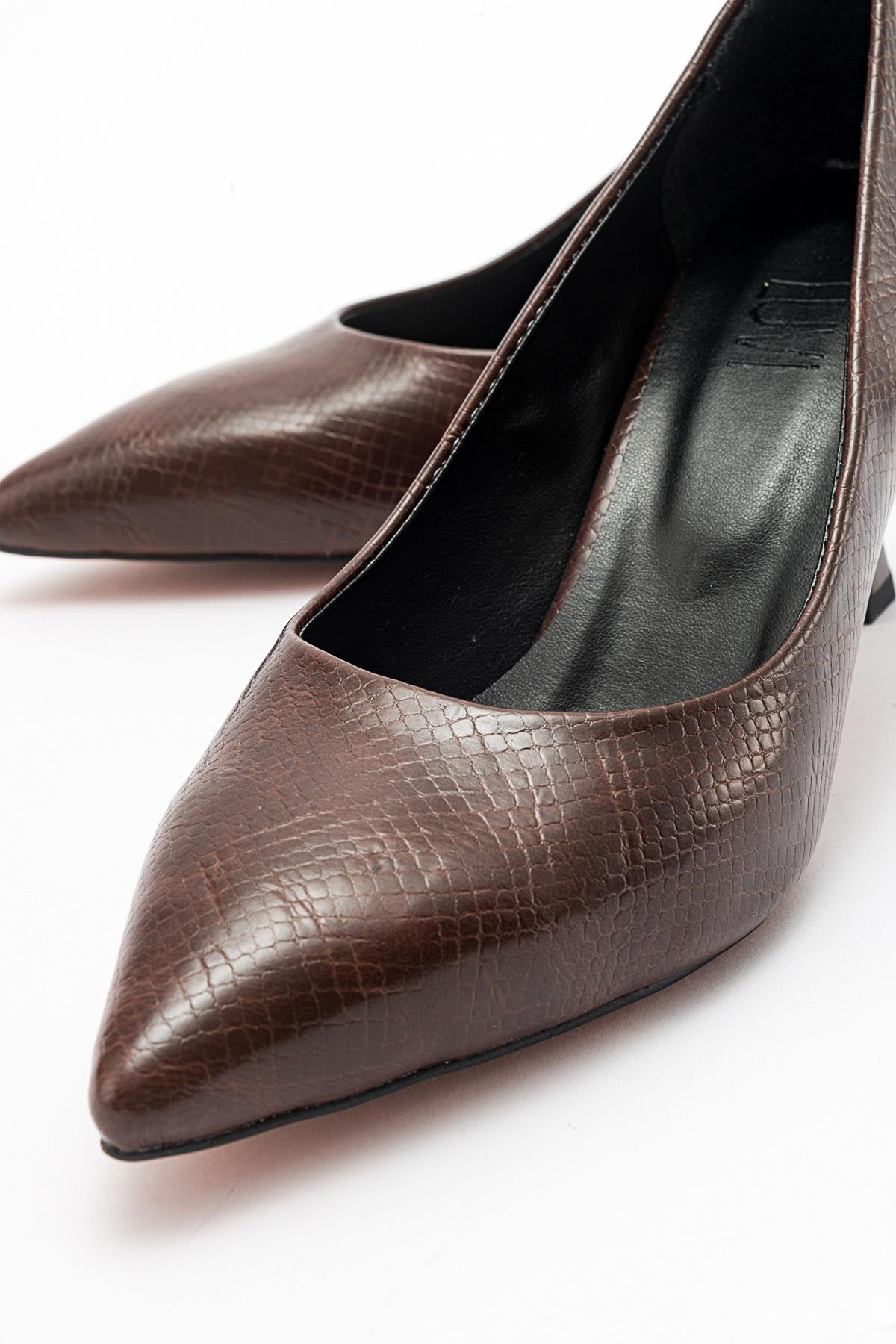 Pedra - Brown Printed Heeled Shoe (Women)