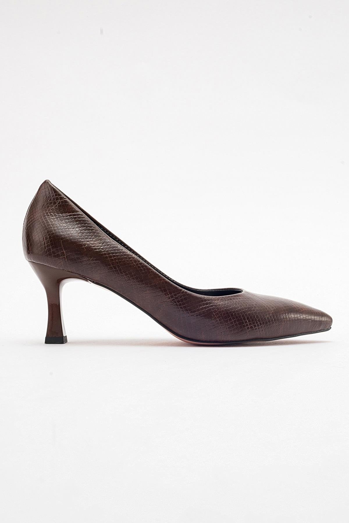 Pedra - Brown Printed Heeled Shoe (Women)