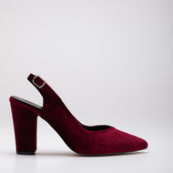 Emma - Burgundy Velvet Slingback Heels