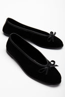 Freya - Black Suede Ballerina Flats