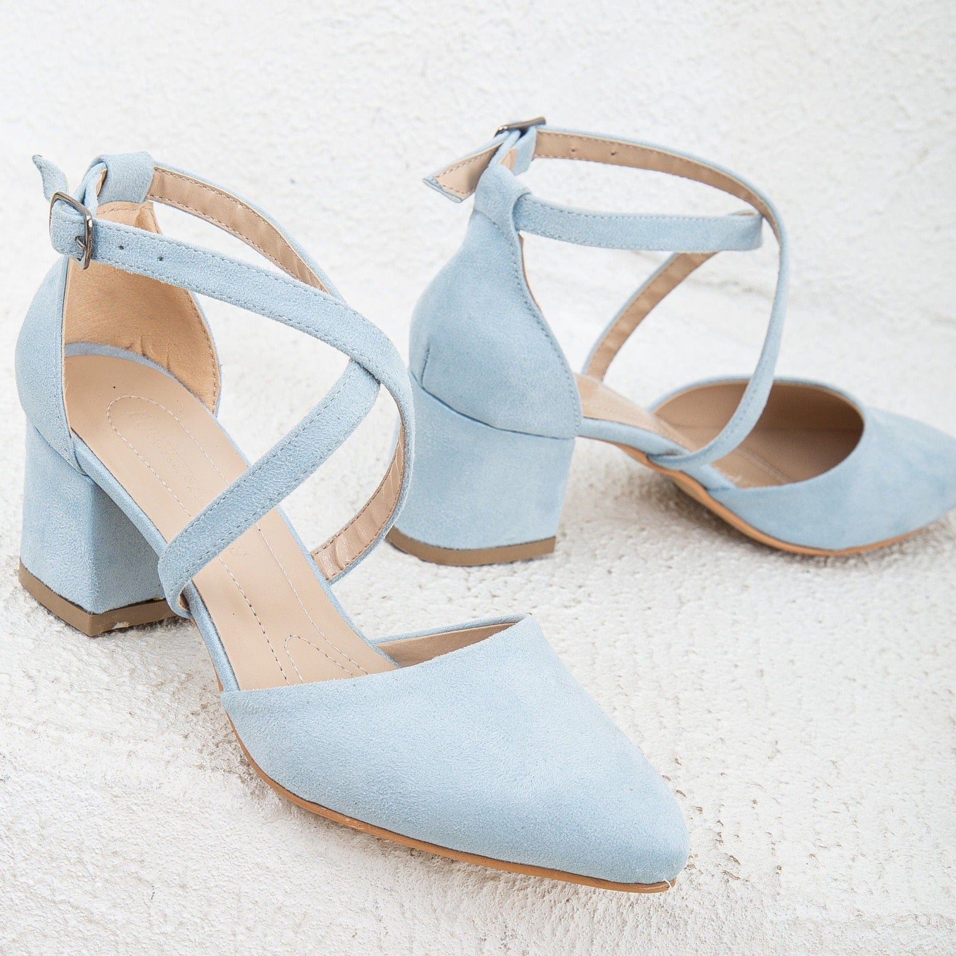 Dolly - Baby Blue Suede Heels