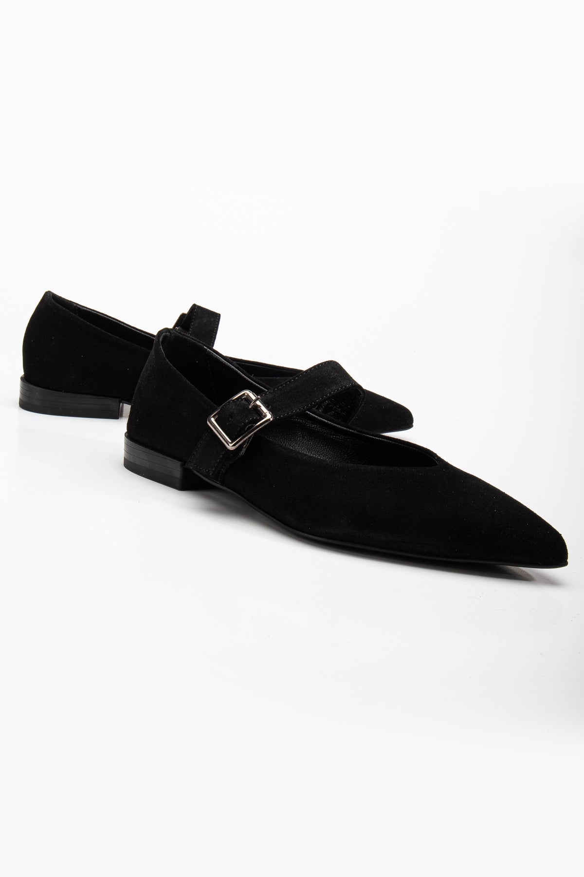 Willow - Black Suede Leather Mary Jane Flats (Women)