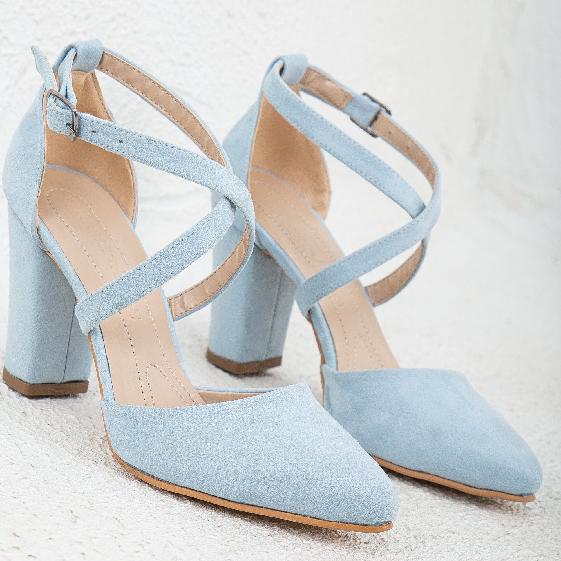 Sina - Baby Blue Suede Bridal Shoes