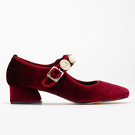 Macbeth - Burgundy Velvet Mary Jane Shoes