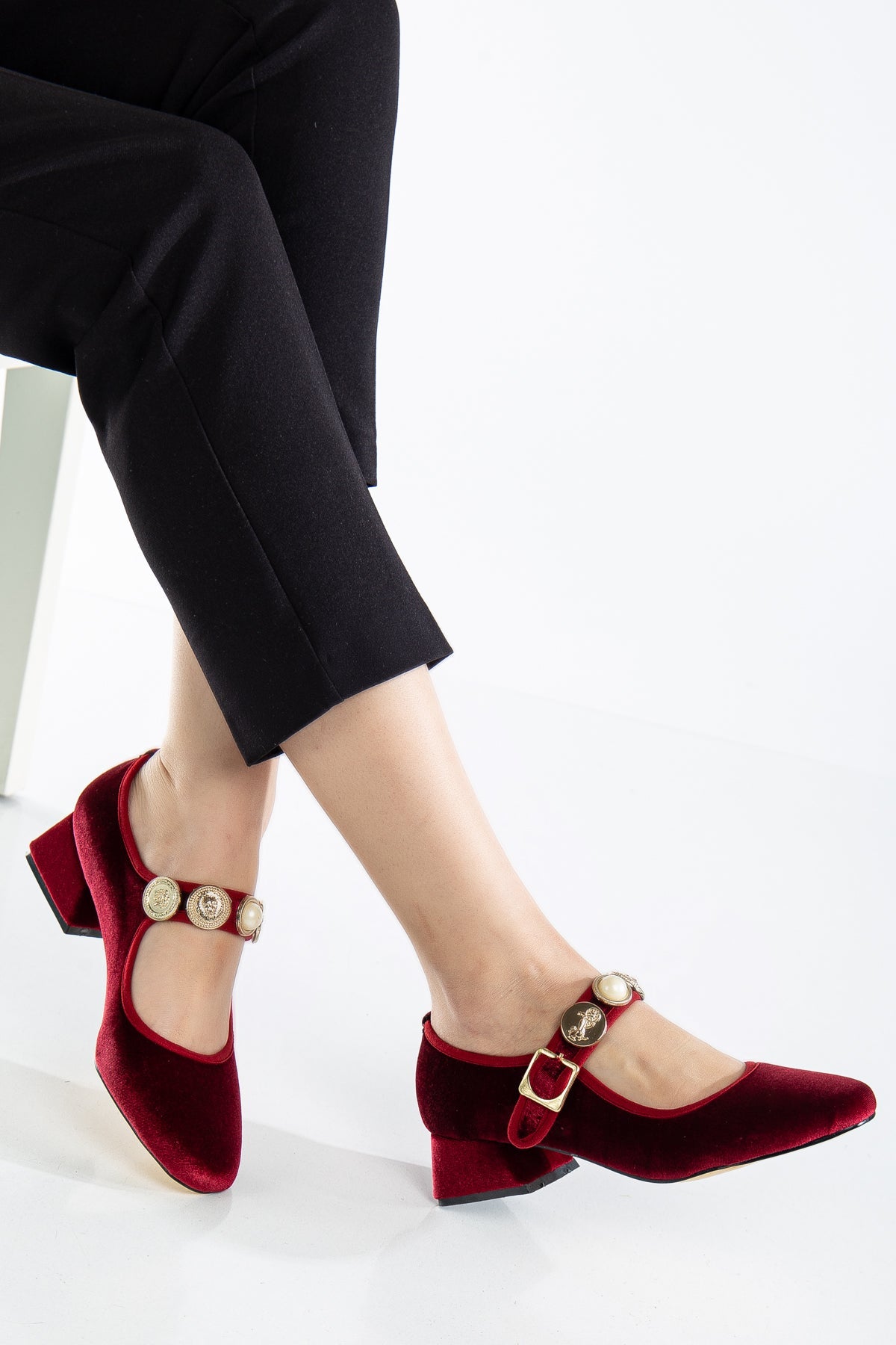 Macbeth - Burgundy Velvet Mary Jane Shoes