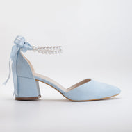 Miranda - Baby Blue Pumps with Pearls