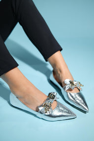 Helsi - Silver Ballet Flat (Women)