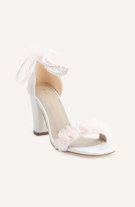 Elsa - Ivory Dusty Pink Lace Bridal Sandals with Pearls